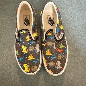 Vans Kids Dinosaur Print Slip-On Shoes - Black
